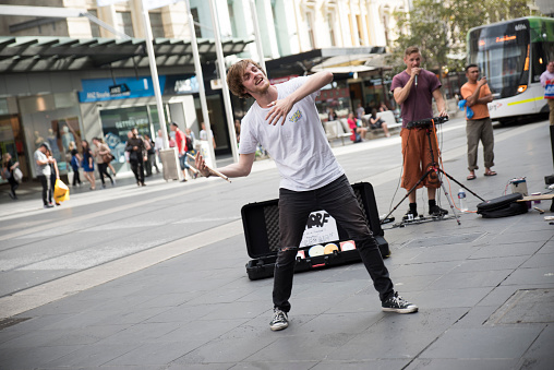 Melbourne, Australia - November 9, 2015: Street Musicians of Melbourne playing music