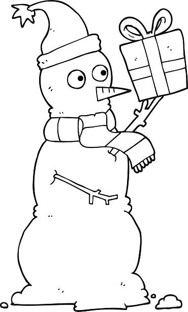 Ilustración de Blanco Y Negro De Dibujos Animados Sosteniendo Presente Muñeco De Nieve y más Vectores Libres de Derechos de Blanco y negro - iStock Ilustración de Blanco Y Negro De Dibujos Animados Sosteniendo Presente Muñeco De Nieve y más Vectores Libres de Derechos de Blanco y negro - iStock