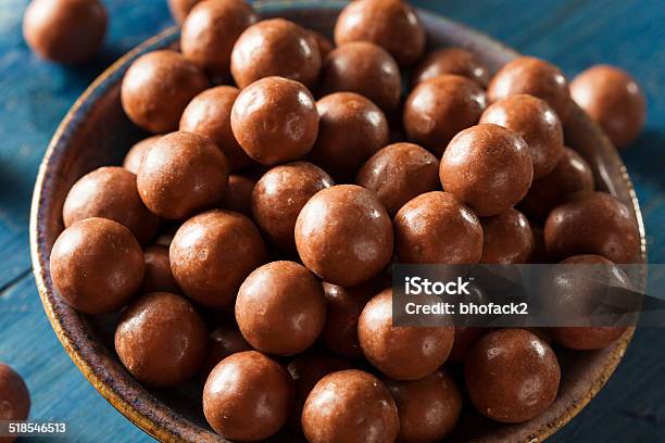 Dark Chocolate Malted Milk Balls Stock Photo - Download Image Now - Sphere, Brown, Candy