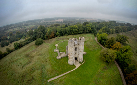 Elevated view of Donnington Castle Ruins