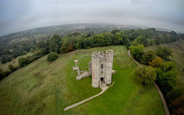 Elevated view of Donnington Castle Ruins