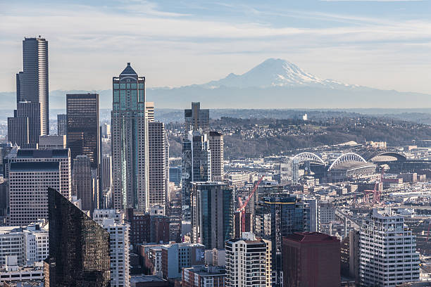 istock Mt Ranier and Seattle city 518549200