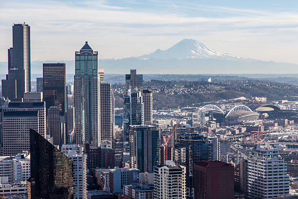 istock Mt Ranier and Seattle city 518549206