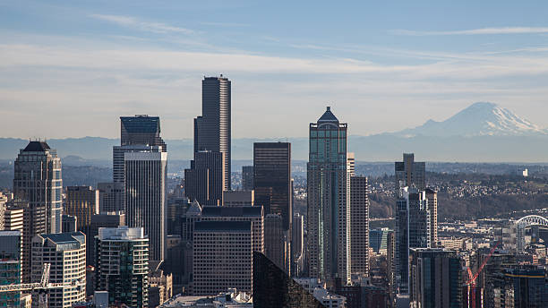 istock Mt Ranier and Seattle city 518549244