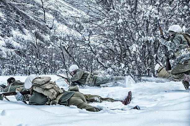 istock WWII US Army Combat Soldiers Scrambling To Return Enemy Fire 518549868