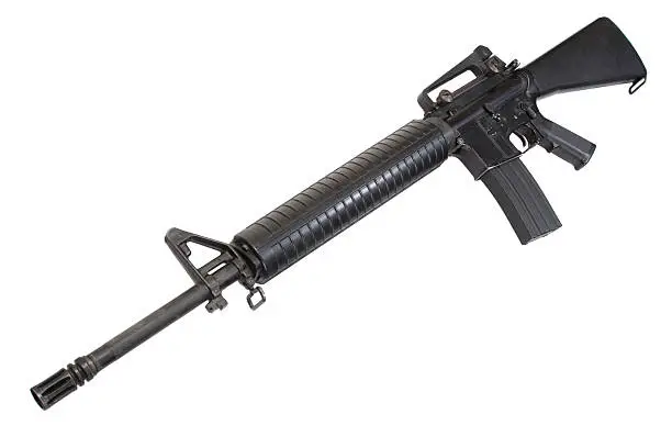 US Army service rifle M16 rifle isolated on a white background