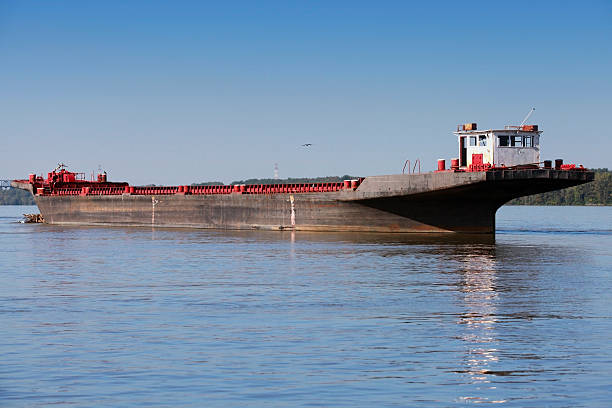 istock Big cargo barge is anchored on the Danube 518551525