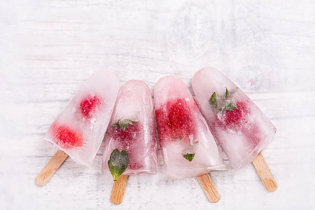 homemade fruit ice pops stock photo