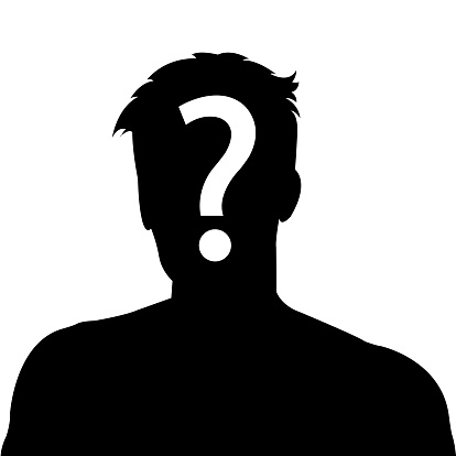 Male silhouette profile picture with question mark on the head