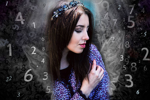 istock Woman's face, magic of figures, numerology 518553804