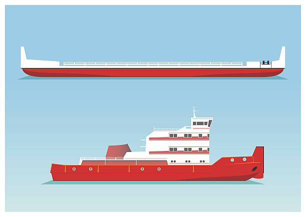 Tugboat and barge Tugboat and barge. Vector illustration. EPS 10, opacity barge stock illustrations