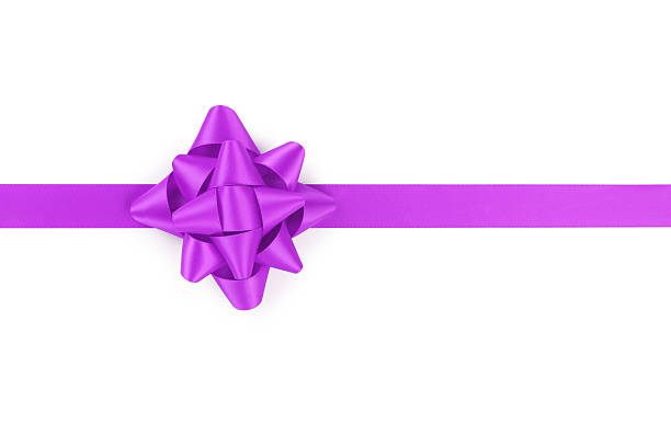 istock purple ribbon with gift bow isolated on white 518559710