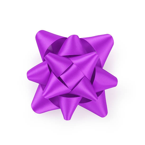 istock purple ribbon gift bow isolated on white 518559780