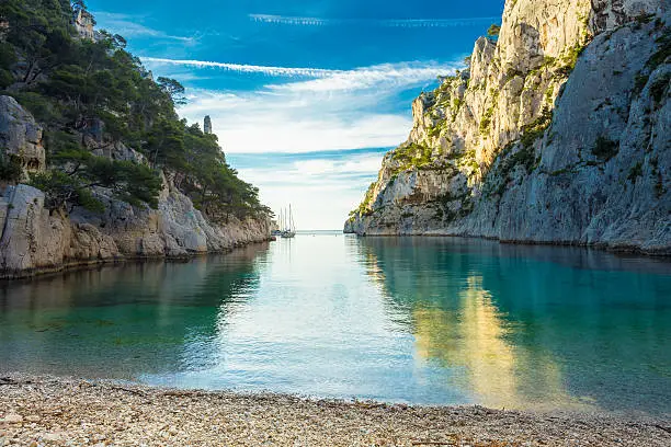 Photo of Beautiful nature of Calanques on the azure coast of France.