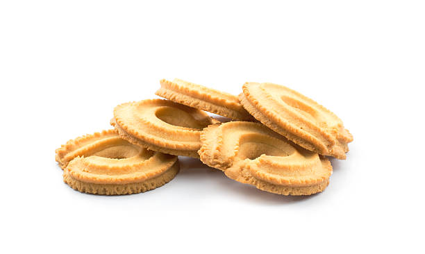 Isolated vanilla ring butte cookies or biscuit stock photo
