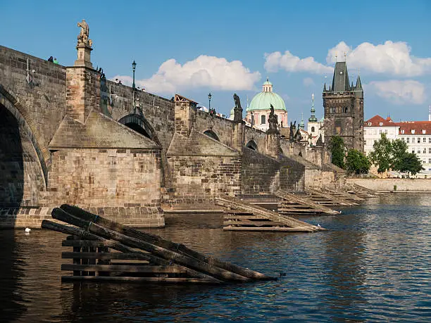 Charles Bridge and Vltava River in Prague, Czech republic