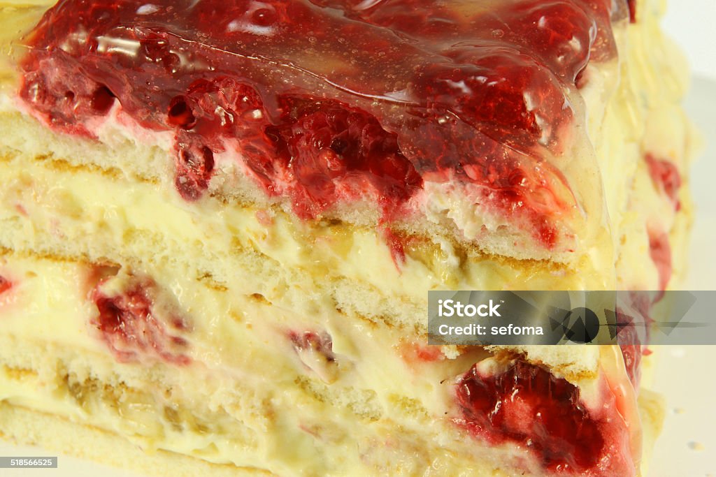 Raspberry Cake for holidays and christmas Raspberry Cake for holidays with strawberries and vanilla cream. Baked Stock Photo