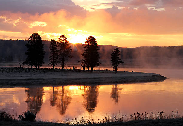 Yellowstone Sunrise stock photo