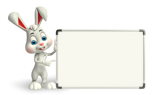 Cartoon Character of Easter Bunny with display board