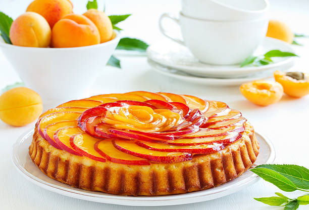 istock Fruit cake with peaches and ricotta. 518569925