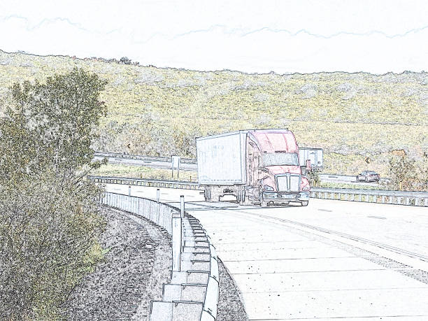 istock Big Rig Trucking - Pastel Colored Illustration 518584490