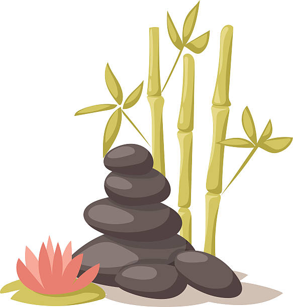 kamienia, kwiat i bambusa higieny artykuły do kąpieli spa zdrowia - rock vector stack heap stock illustrations