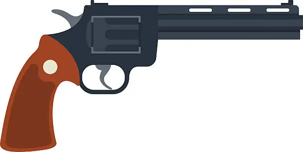 Vector illustration of Old American colt revolver wild west handgun danger crime ammunition