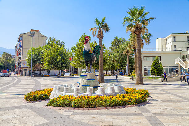 Denizli City Denizli,Turkey - September 4, 2015: Rooster sculpture symbol in city center area of Denizli, Turkey.  denizli stock pictures, royalty-free photos & images
