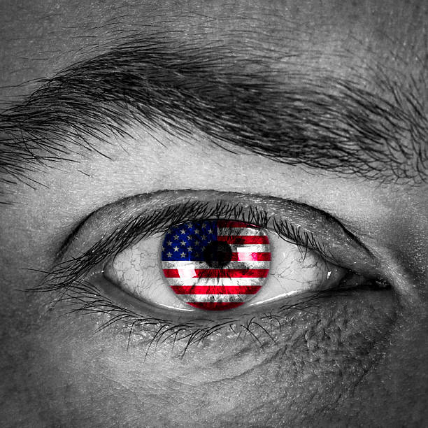 istock Black and White Eye with US Flag Iris 518586436