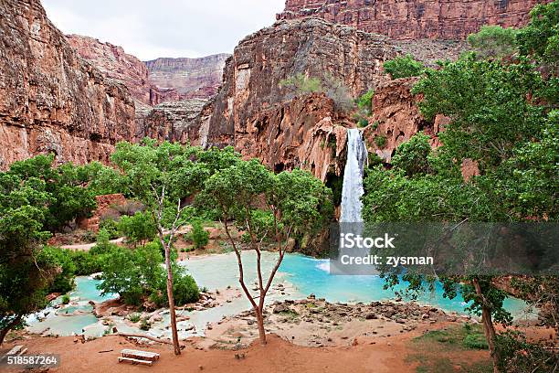 Havasupai Waterfalls Stock Photo - Download Image Now - Havasupai Indian Reservation, Falling, Arizona