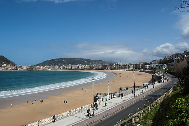 istock Landscape of beach with people walking 518587413