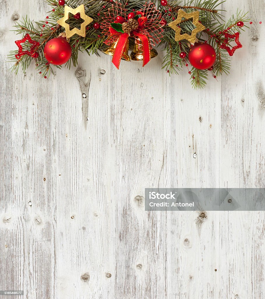 Weihnachtsdekoration auf alten grunge-Holz-board - Lizenzfrei Weihnachten Stock-Foto