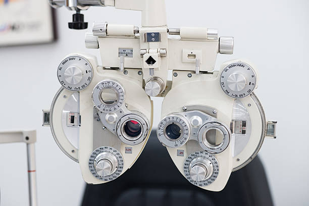 istock Phoropter optical device for measuring the vision of human eye 518588875