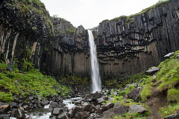 istock Majestic waterfalls with rocks and grass around 518589479