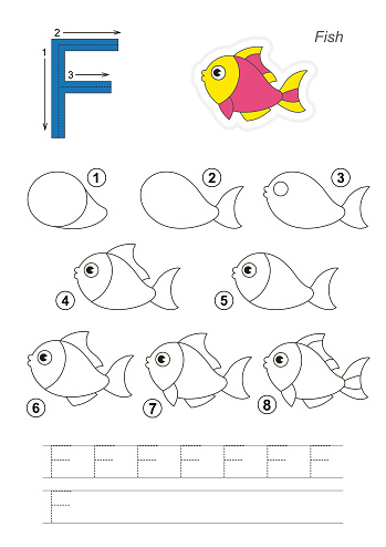 F Example Drawing Drawing Tutorial Game For Letter F Stock Illustration - Download Image ...