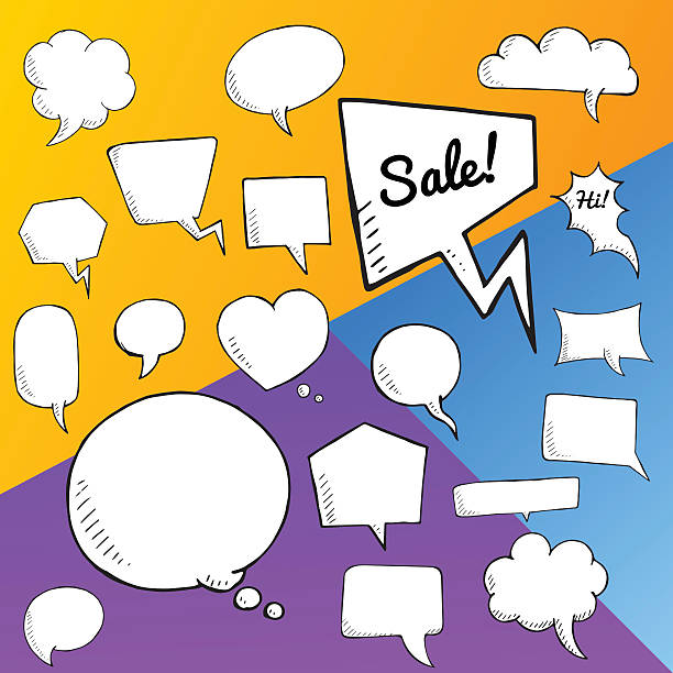 Vector set of speech bubbles, group of doodle speech buble Vector set of speech bubbles. group of doodle speech buble on colorful background buble stock illustrations