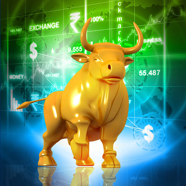 istock Business bull in abstract background 518590343