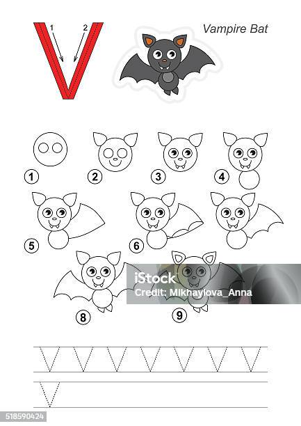V Drawing Inicial Drawing Tutorial Game For Letter V Stock Illustration - Download Image ...