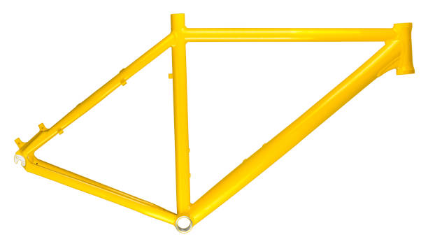 amarillo bastidor de la bicicleta - bicycle frame fotografías e imágenes de stock