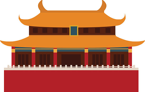 ilustrações de stock, clip art, desenhos animados e ícones de bela templo chinês china viagens marcos vector - chinese culture china chinese ethnicity frame