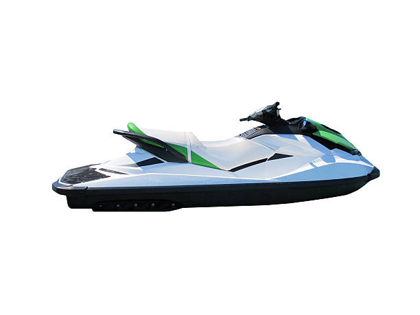 Jet ski Fast green and white jet ski isolated. jet boat stock pictures, royalty-free photos & images