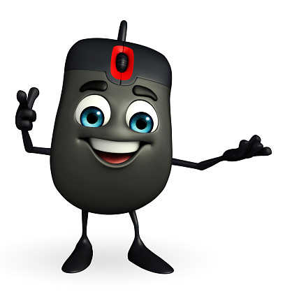 Computer Mouse Character Is Pointing Stock Photo - Download Image Now ...