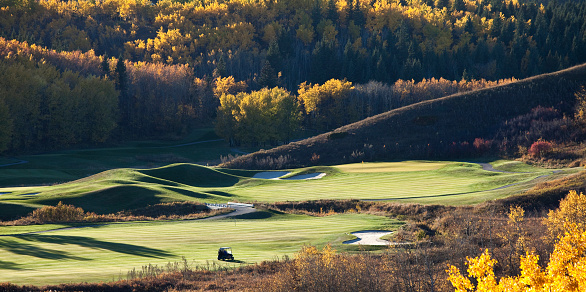 A beautiful golf course in fall. Calgary, Alberta, Canada. Calgary in Western Canada is a city with plenty of outdoor recreation and public golf courses. 