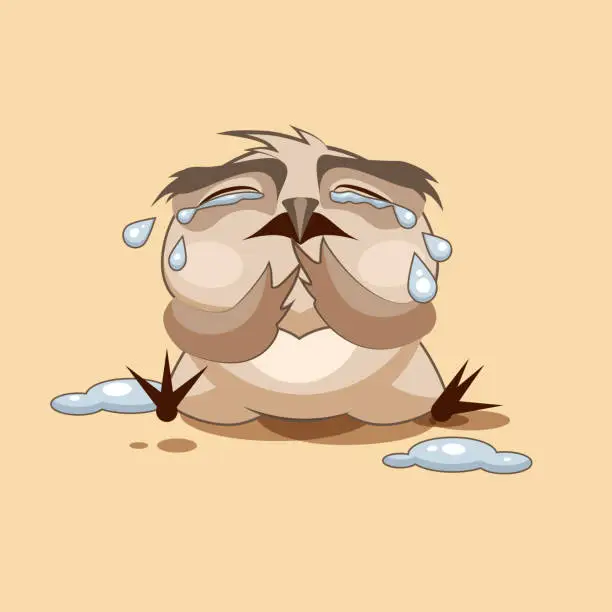 Vector illustration of Owl is crying
