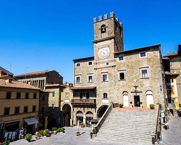 the town hall in Cortona, Tuscan , Italy view of the town hall in the medieval city of Cortona, Tuscan , Italy cortona stock pictures, royalty-free photos & images