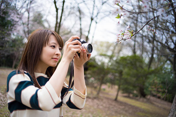 istock Japanese woman in spring 518593608