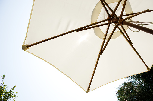low view of traditional umbrella.