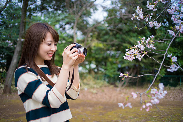 istock Japanese woman in spring 518593652