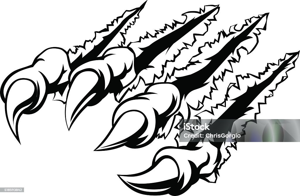 Monster Claw Ripping or Tearing Monster claw ripping, tearing or scratching through the background Claw stock vector