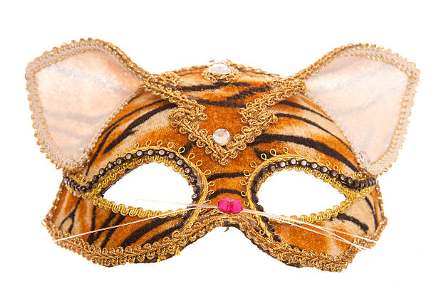 Cool man wearing 3d origami mask with stylish colored clothes - Creative concept for advertising, animal head mask doing funny things on colorful background